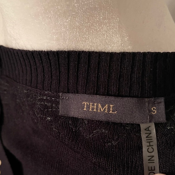 Anthro THML Black & Gold Sequins Sweater D… - Picture 5 of 8